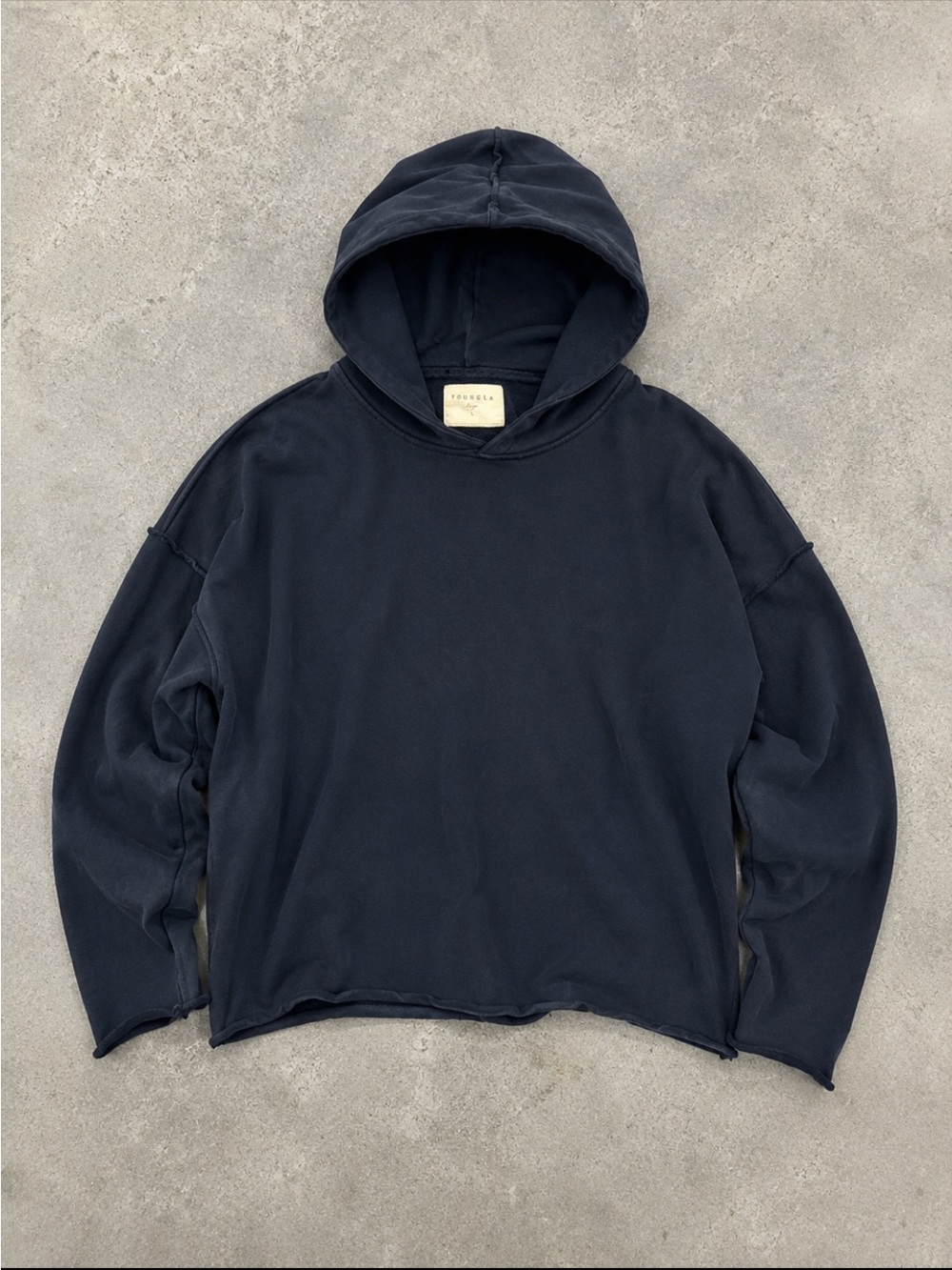 YoungLA Hoodie Mens Large Black Minimalist Streetwear Cotton Pullover Workout
